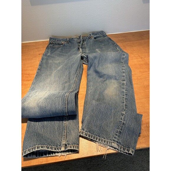 Vintage Levi's 501xx0117 Blue Denim Jeans Men's 35x38 Made In USA Button Fly